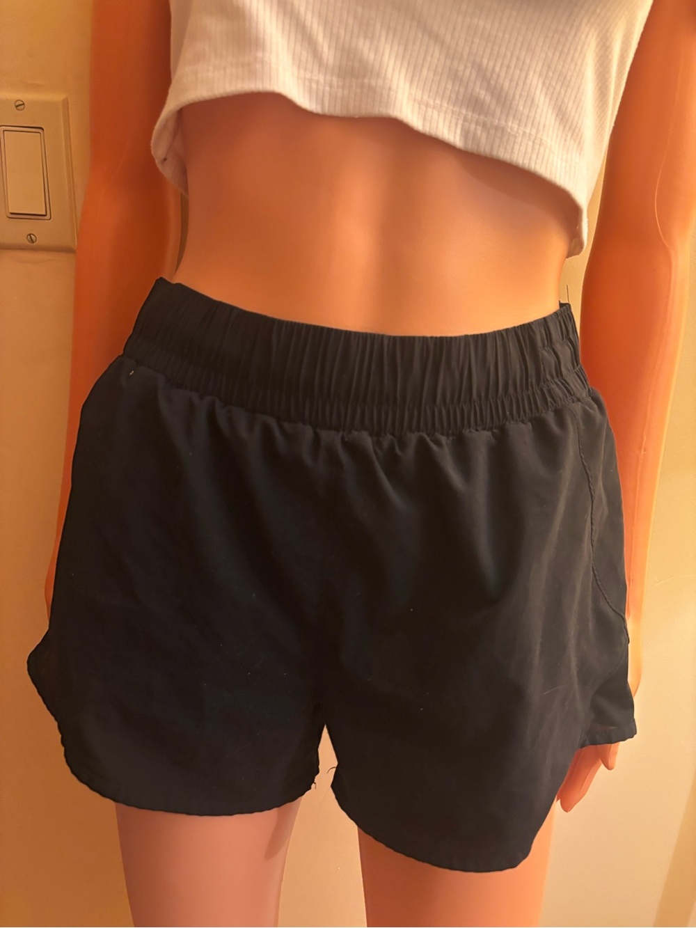 all in motion Black Elastic-Waist Athletic Shorts